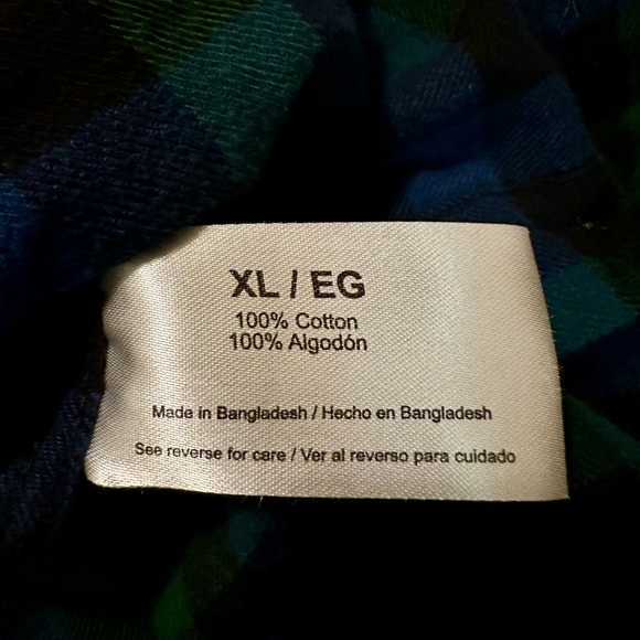 Eddie Bauer Men’s XL Flannel Shirt Blue Green Plaid-Like New - Picture 7 of 8